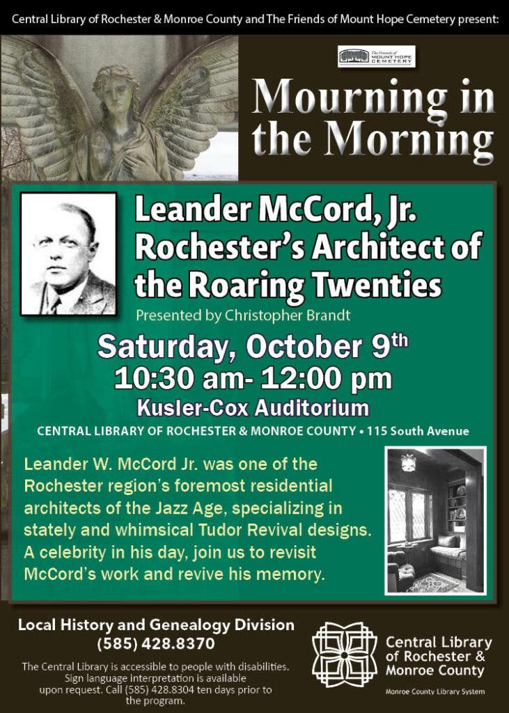 The Friends of Mount Hope are proud to welcome Christopher Brandt to host our October Morning in the Morning presentation on Saturday